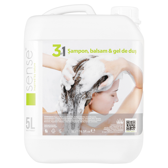 Sense 3 in 1 sampon, balsam si gel de dus 5L