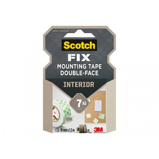 Bandă dublu adezivă montare suprafețe interioare, 19 mm x 1.5 m, Scotch-Fix™