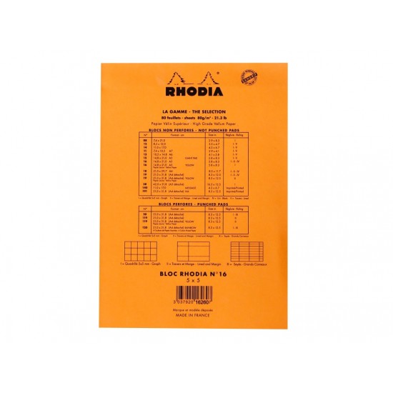 Blocnotes N°16 A5 capsat Rhodia Orange