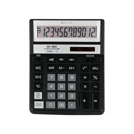 Calculator de birou 12 digiți, 203 x 158 x 31 mm, Eleven SDC-888X-BK Calculator de birou 12 digiți, 203 x 158 x 31 mm, Eleven SDC-888X-BK