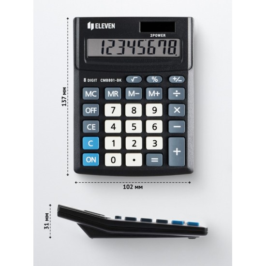 Calculator de birou 8 digiți, 137 x 102 x 31 mm, Eleven CMB801-BK Calculator de birou 8 digiți, 137 x 102 x 31 mm, Eleven CMB801-BK