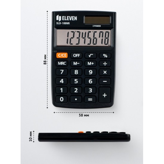 Calculator de buzunar 8 digiți, 88 x 58 x 10 mm, Eleven SLD-100NR Calculator de buzunar 8 digiți, 88 x 58 x 10 mm, Eleven SLD-100NR