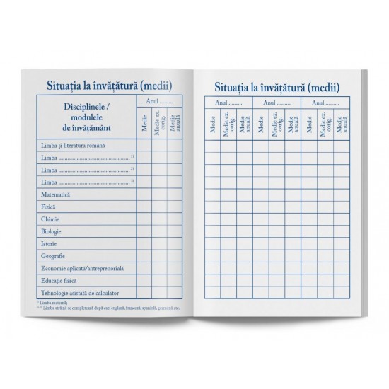 [APERTA] Carnet de elev pentru școala profesională