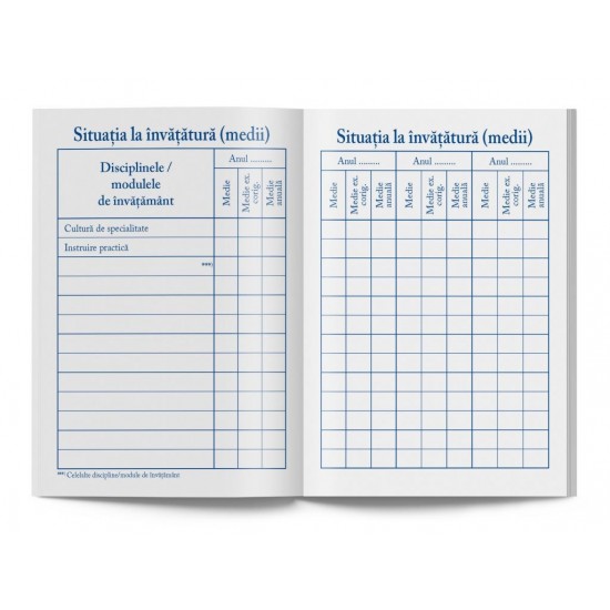 [APERTA] Carnet de elev pentru școala profesională