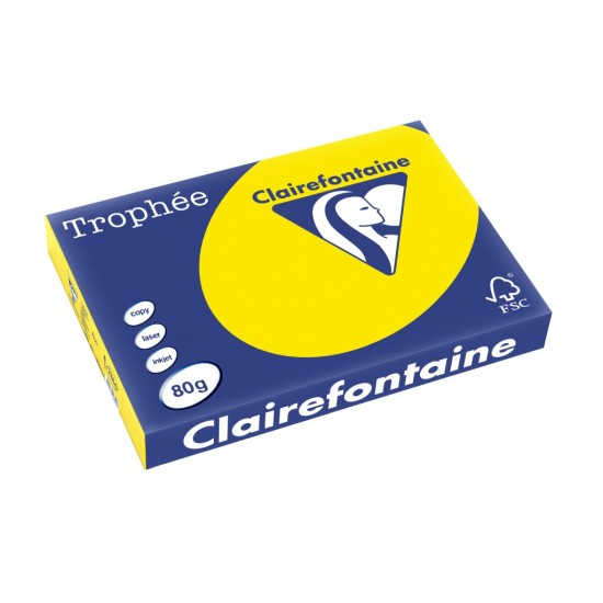 Hârtie color Clairefontaine Fluo A3, 80 gr/mp, 500coli/ top