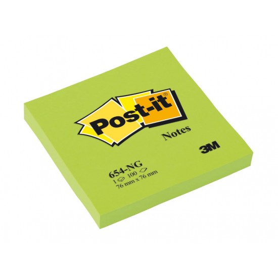 Notes adeziv neon, 76 x 76 mm, 100 file, Post-it