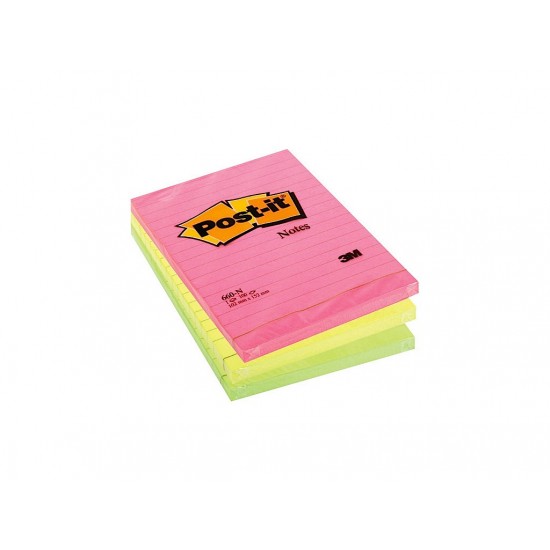 Notes adeziv Post-it® Neon liniat