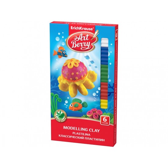 Plastilină ArtBerry cu Aloe Vera, 6 culori + cuțit modelaj Plastilină ArtBerry cu Aloe Vera, 6 culori + cuțit modelaj