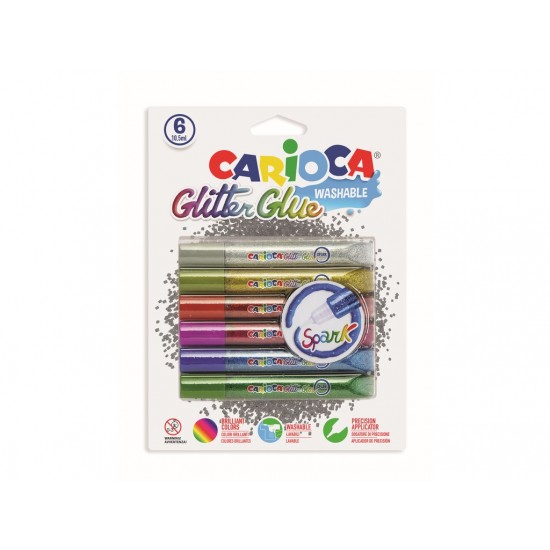 Lipici cu sclipici Spark Carioca 6x10,5 ml