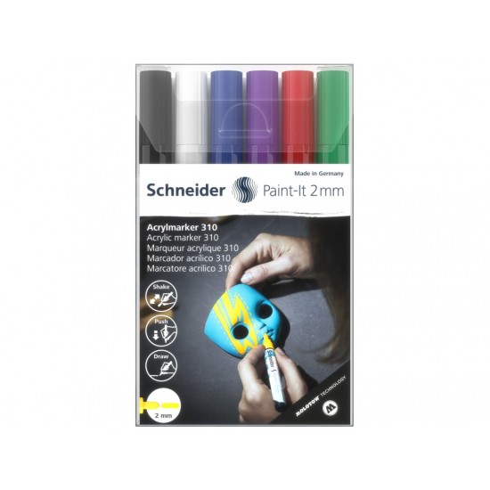 Marker cu vopsea acrilică Paint-It 310 2 mm Schneider 6 buc/set 1