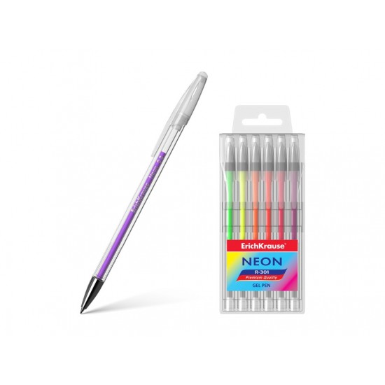 Pix cu gel R-301 Neon 6 buc/set, Erich Krause Pix cu gel R-301 Neon 6 buc/set, Erich Krause