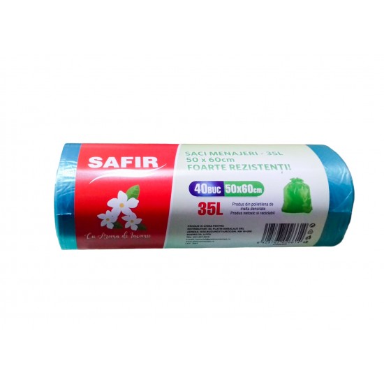 Saci menajeri 35L, 40 buc/rola, verzi, parfumati, Safir