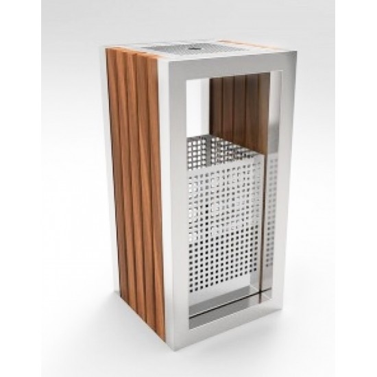 KUOKIO C, Cos scrumiera cu design modern, din metal si lemn, 30x30x70cm KUOKIO C, Cos scrumiera cu design modern, din metal si lemn, 30x30x70cm