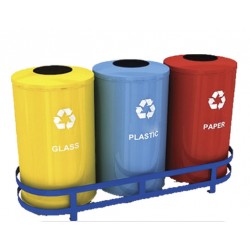 Set 3 cosuri colectare selectiva din metal vopsit, 35L/recipient Set 3 cosuri colectare selectiva din metal vopsit, 35L/recipient