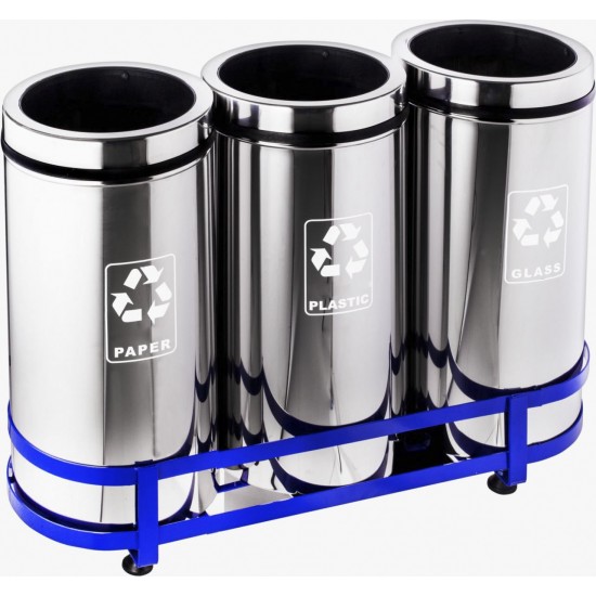 Set 3 cosuri colectare selectiva din inox, 45L/recipient