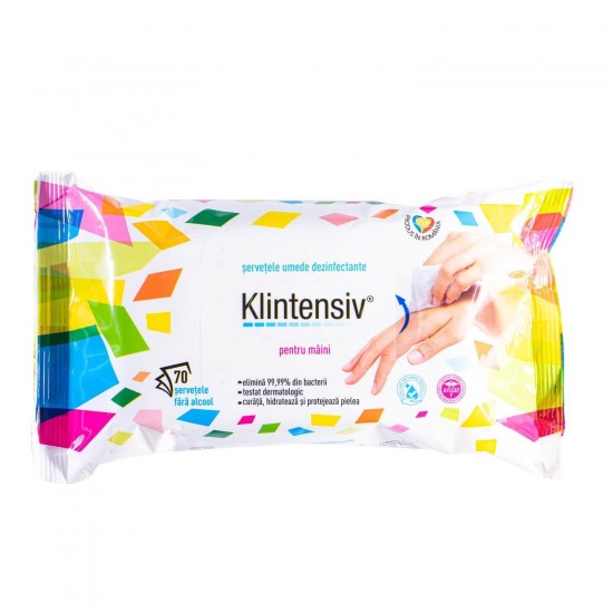 KLINTENSIV® – Servetele umede dezinfectante pentru maini, 70 buc