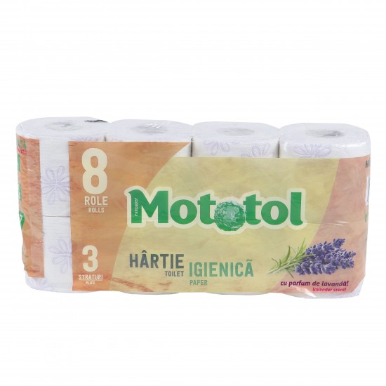 Hartie igienica 3 straturi, pachet 8 role Mototol DeLuxe, 18m