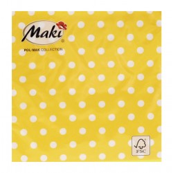 Servetele de masa 33x33cm, model galben cu buline - 3 straturi Servetele de masa 33x33cm, model galben cu buline - 3 straturi