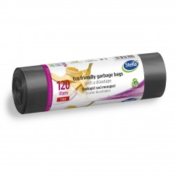 STELLA Saci Menaj Ecologici 120 L 5 buc LDPE cu snur Negru