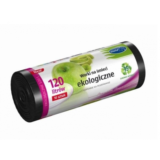STELLA Saci Menaj Ecologici 120 L 10 buc LDPE Negru STELLA Saci Menaj Ecologici 120 L 10 buc LDPE Negru