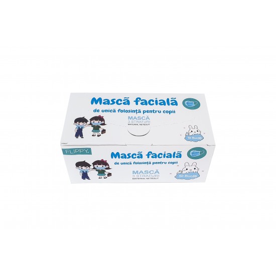 Masca igienica copii 3 straturi, albastre, roz, 50 buc/cutie Masca igienica copii 3 straturi, albastre, roz, 50 buc/cutie