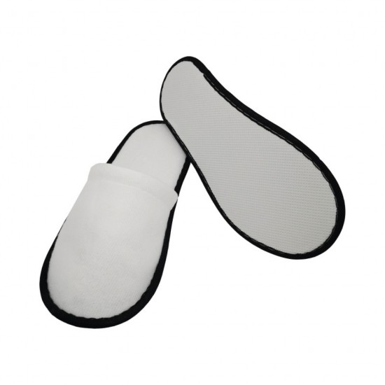 Papuci inchisi in fata din frotir, bordura neagra, talpa 4mm Papuci inchisi in fata din frotir, bordura neagra, talpa 4mm