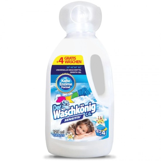 Washkonig Sensitive detergent gel 1,625 L pentru 46 de spalari