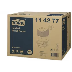Hârtie igienică pliată, 2 straturi, Tork Advanced Hârtie igienică pliată, 2 straturi, Tork Advanced