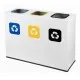 Coș de reciclare alb otel cu acoperire organica, cu 3 compartimente 3x60L – 180 litri