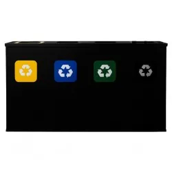 Coș de reciclare negru cu 4 compartimente 4x60L – 240 litri