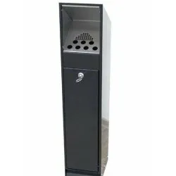 Scrumiera Verticala cu Cos de Gunoi Integrat, Otel Inoxidabil Satinat Scrumiera Verticala cu Cos de Gunoi Integrat, Otel Inoxidabil Satinat