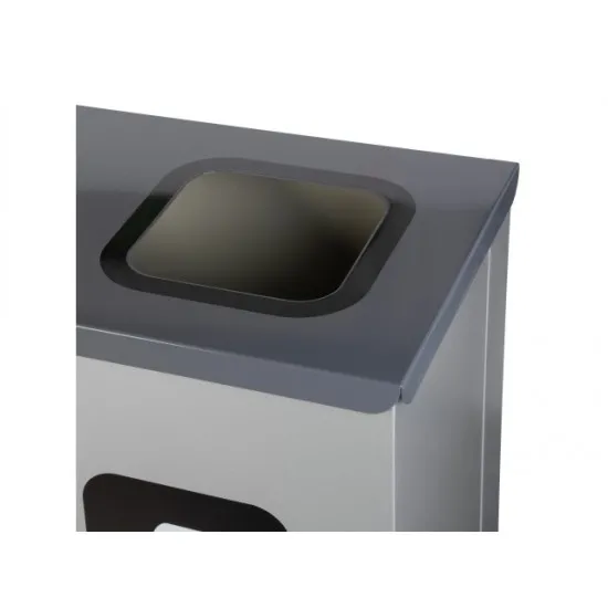 Coș de reciclare gri otel cu acoperire organica, cu 3 compartimente 3x60L – 180 litri Coș de reciclare gri otel cu acoperire organica, cu 3 compartimente 3x60L – 180 litri