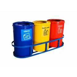 Set 3 cosuri colectare selectiva din metal vopsit, 35L/recipient Set 3 cosuri colectare selectiva din metal vopsit, 35L/recipient