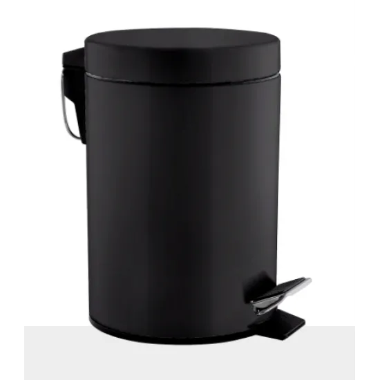 Cos gunoi circular cu pedala, otel vopsit negru, 5 L, Mediclinics