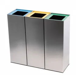 Set 3 cosuri colectare selectiva din otel inoxidabil, 37L/recipient