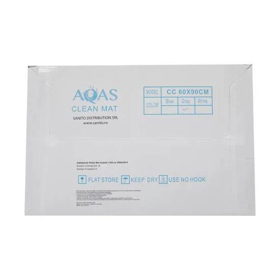 Covoras antibacterian tratat cu proprietăți dezinfectante Sticky Mat, 60 x 90 cm, 30 foi, albastru