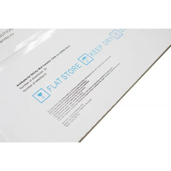Covoras antibacterian tratat cu proprietăți dezinfectante Sticky Mat, 60 x 90 cm, 30 foi, albastru