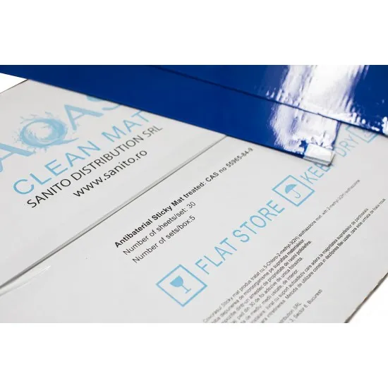 Covoras antibacterian tratat cu proprietăți dezinfectante Sticky Mat, 60 x 90 cm, 30 foi, albastru