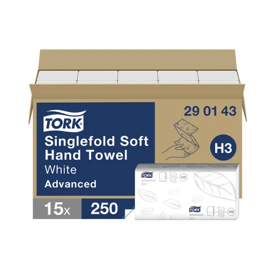 Prosoape de hartie Tork soft singlefold, albe, 250 buc/pach, 2 str. Prosoape de hartie Tork soft singlefold, albe, 250 buc/pach, 2 str.