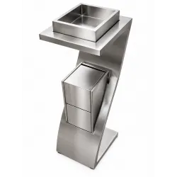 Cos de gunoi din inox cu scrumiera, 8L,  pentru spatii profesionale