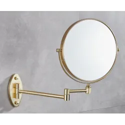 Oglinda rotunda cosmetica, aurie, cu montare pe perete, AQAS Oglinda rotunda cosmetica, aurie, cu montare pe perete, AQAS