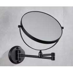 Oglinda rotunda cosmetica, neagra, cu montare pe perete, AQAS Oglinda rotunda cosmetica, neagra, cu montare pe perete, AQAS