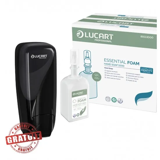 Pachet Dozator negru (gratis) pentru sapun spuma - Identity, LUCART, 1000 ml + 6 rezerve Sapun Spuma (1 bax) Pachet Dozator negru (gratis) pentru sapun spuma - Identity, LUCART, 1000 ml + 6 rezerve Sapun Spuma (1 bax)