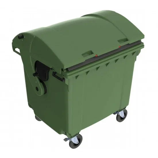 Eurocontainer plastic, 1100 L, verde, capac rotund - Transport Inclus