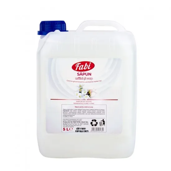 Sapun lichid alb parfumat, Fabi, canistra 5L Sapun lichid alb parfumat, Fabi, canistra 5L