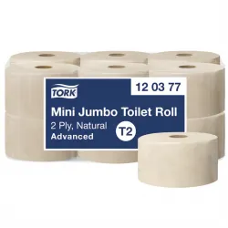 Hârtie igienică Tork Mini Jumbo Advanced Natur, dublu strat, 170m/rolă, 850 porții, (12 role/bax) T2