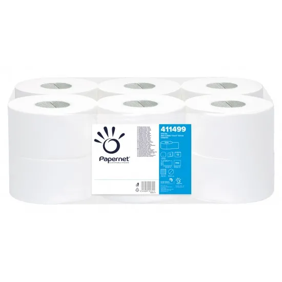 Hartie igienica mini jumbo, 2 straturi, deink, Papernet, 12 role/bax, 380grame 120m