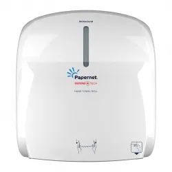 Dispenser din manual din plastic pentru rola autocut, alb,tratat antibacterian, Papernet Dispenser din manual din plastic pentru rola autocut, alb,tratat antibacterian, Papernet