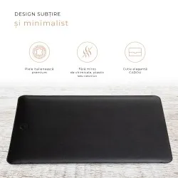 Husa laptop, MacBook 15 inch, UNIKA, piele PU cu lana din fibre naturale, negru Husa laptop, MacBook 15 inch, UNIKA, piele PU cu lana din fibre naturale, negru