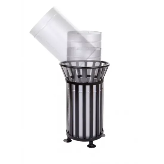 Cos stradal pentru gunoi, Negru, Metal, 35 L Cos stradal pentru gunoi, Negru, Metal, 35 L